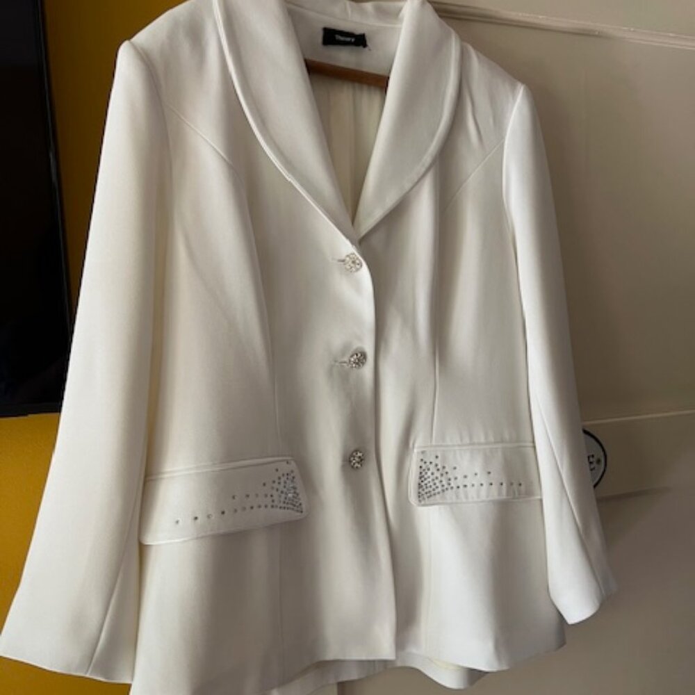 Theory White Embellished Blazer